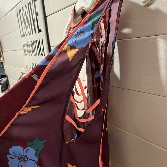 FREE PEOPLE burgundy satin tunic size S - Picture 8 of 8